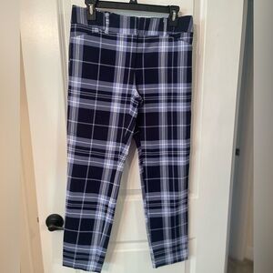 New York & Company Navy and White Plaid Cropped Pants